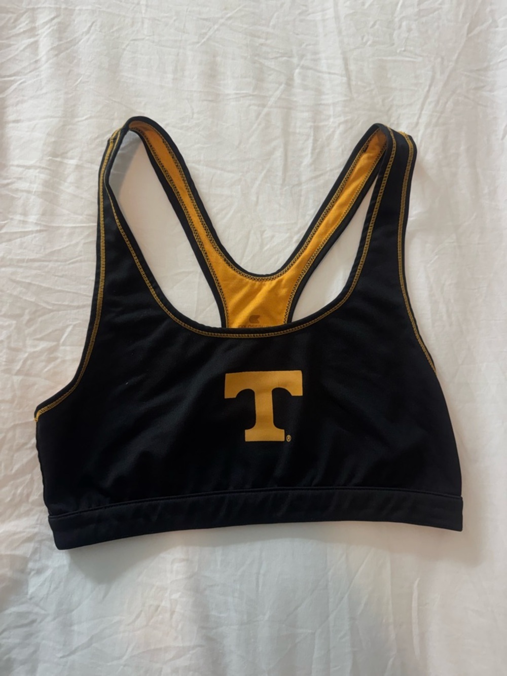 Colosseum Black and Gold Racerback Sports Bra